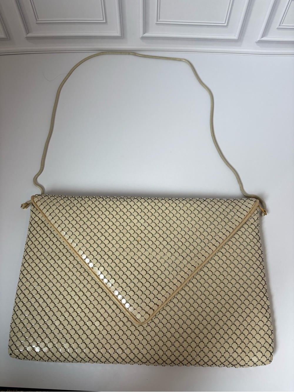 Vintage Lyrella Gold Mesh Envelope Clutch Shoulder Bag